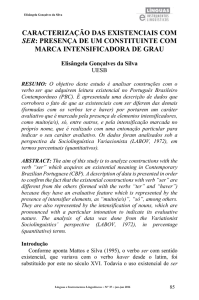 caracterização das existenciais com ser: presença de um