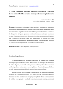 O Léxico Toponímico Alagoano: um estudo da