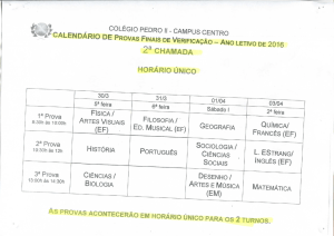 Calendário de provas PFV - Colégio Pedro II