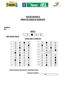 cartão resposta prova do curso de geografia