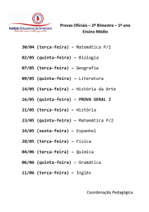 Provas Oficiais – 2º Bimestre – 1º ano Ensino Médio Coordenação