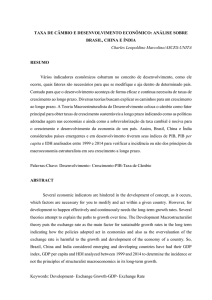 TAXA DE CÂMBIO E DESENVOLVIMENTO ECONÔMICO: ANÁLISE