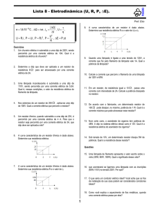 Lista 8 - Eletrodinâmica (U, R, P, ∆E).