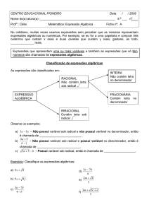 CENTRO EDUCACIONAL PIONEIRO Data: / / 2009 Nome do(a