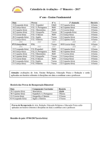 Calendário de Avaliações – 1º Bimestre – 2017 6º ano