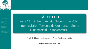 CÁLCULO I Aula 05: Limites Laterais. Teorema do Valor