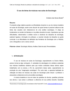 O uso de letras de músicas nas aulas de Sociologia