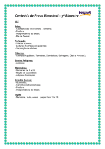 Conteúdo de Prova Bimestral – 3º Bimestre