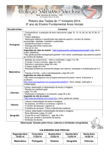 Roteiro dos Testes do 1º trimestre 2014 3º ano do Ensino