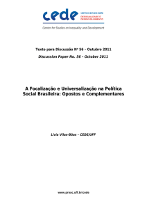A Focalização e Universalização na Política Social Brasileira
