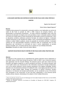 A Educa&ccedil;&atilde;o Sanit&aacute;ria Nos Centros De Sa&uacute;de De S&atilde;o Paulo
