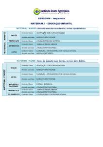 02/02/2016 – terça-feira MATERNAL I – EDUCAÇÃO INFANTIL M