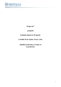 Propovan propofol Emulsão Injetável 10 mg/mL Cristália Prod. Quím