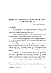 A justiça social segundo a ótica de Santo Tomás de Aquino e o