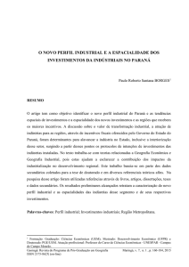 O NOVO PERFIL INDUSTRIAL E A ESPACIALIDADE DOS