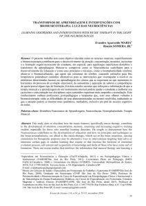 transtornos de aprendizagem e interven&ccedil;&otilde;es com biomusicoterapia
