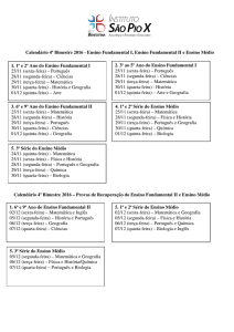 Calendário 4º Bimestre 2016 - Ensino Fundamental I, Ensino