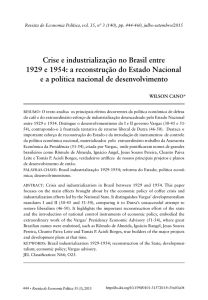 Crise e industrialização no Brasil entre 1929 e 1954: a reconstrução