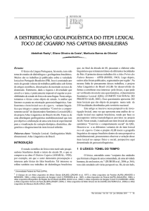 a distribuição geolinguística do item lexical toco de cigarro nas