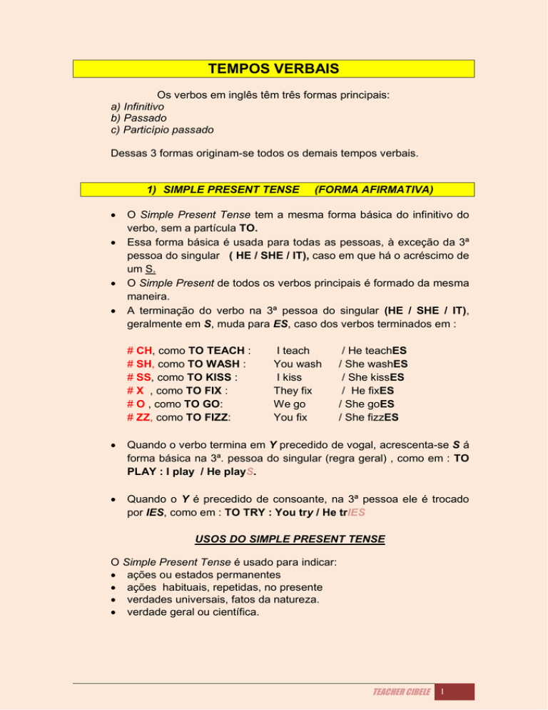 Tempos Verbais Em Inglês 9022