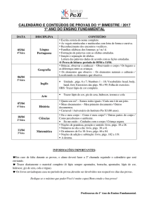 calendário e conteúdos de provas do 1º bimestre / 2017 1º ano do