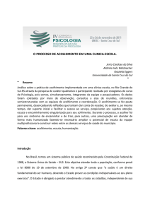 O PROCESSO DE ACOLHIMENTO EM UMA CLINICA