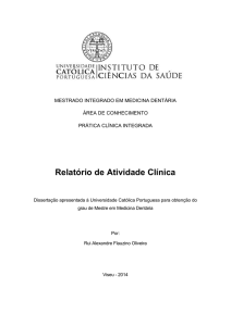 Relatório de Atividade Clínica - Universidade Católica Portuguesa