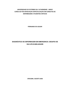 diagnóstico de enfermagem em emergencia: desafio de sua