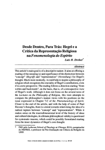 Desde Dentro, Para Trás: Hegel e a Crítica da