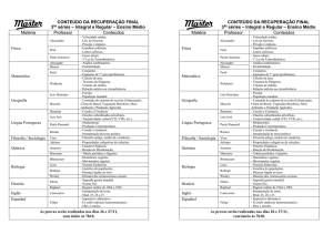 CONTEÚDO DA RECUPERAÇÃO FINAL 3as séries – Integral e