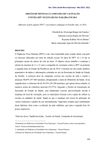 Adesão de meninas à campanha de vacinação contra HPV no