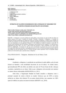 estimativa de valores economizados com a cessação do tabagismo