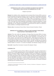 IMPORTÂNCIA DO CAPITAL EXTERNO NO DESENVOLVIMENTO