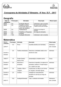 Cronograma de Atividades 2º Bimestre