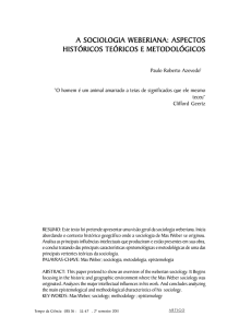 a sociologia weberiana: aspectos históricos teóricos e metodológicos