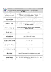 conteúdos das avaliações bimestrais