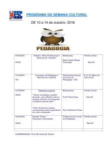 PROGRAMA DA SEMANA CULTURAL DE 10 a 14 de outubro