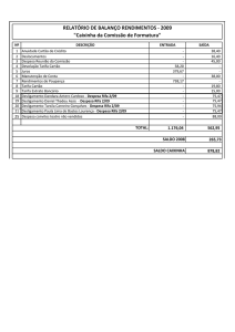 RELATÓRIO DE BALANÇO RENDIMENTOS