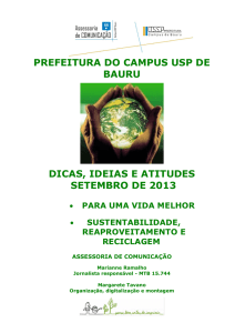 Dicas, Ideias e Atitudes - Prefeitura do Campus USP de Bauru