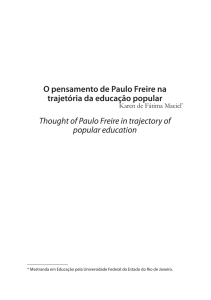 O pensamento de Paulo Freire na trajetória da educação popular