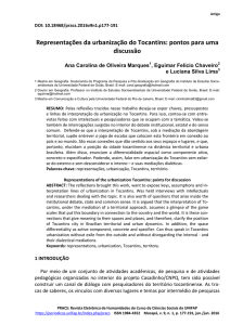 Representações da urbanização do Tocantins: pontos para uma