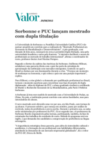 Sorbonne e PUC lançam mestrado com dupla titulação