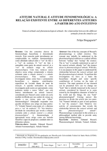 intuitio ATITUDE NATURAL E ATITUDE FENOMENOLÓGICA: A