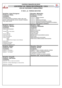 conteúdo da prova recuperação / 2016