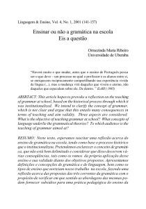 Ensinar ou não a gramática na escola Eis a questão