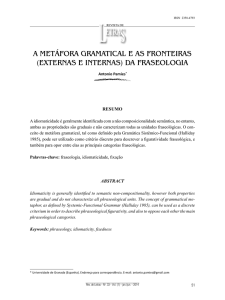 A METÁFORA GRAMATICAL E AS FRONTEIRAS (EXTERNAS E