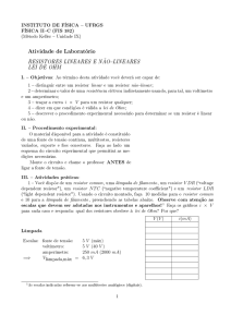 Resistores Lineares e Não-Lineares - Instituto de Física