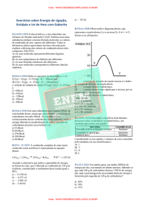 Exercícios sobre Energia de Ligação, Entalpia e Lei de Hess com