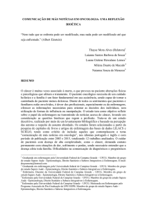 COMUNICAÇÃO DE MÁS NOTÍCIAS EM ONCOLOGIA