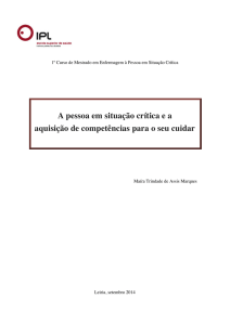 A pessoa em situação crítica e a aquisição de - IC